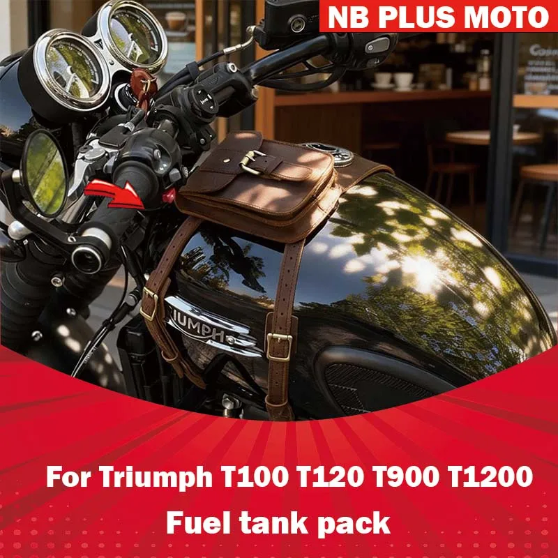 

【Premium】For Fuel tank bag for Triumph T100T120T900T1200 modified accessories vintage cowhide decorative strap hanging bag
