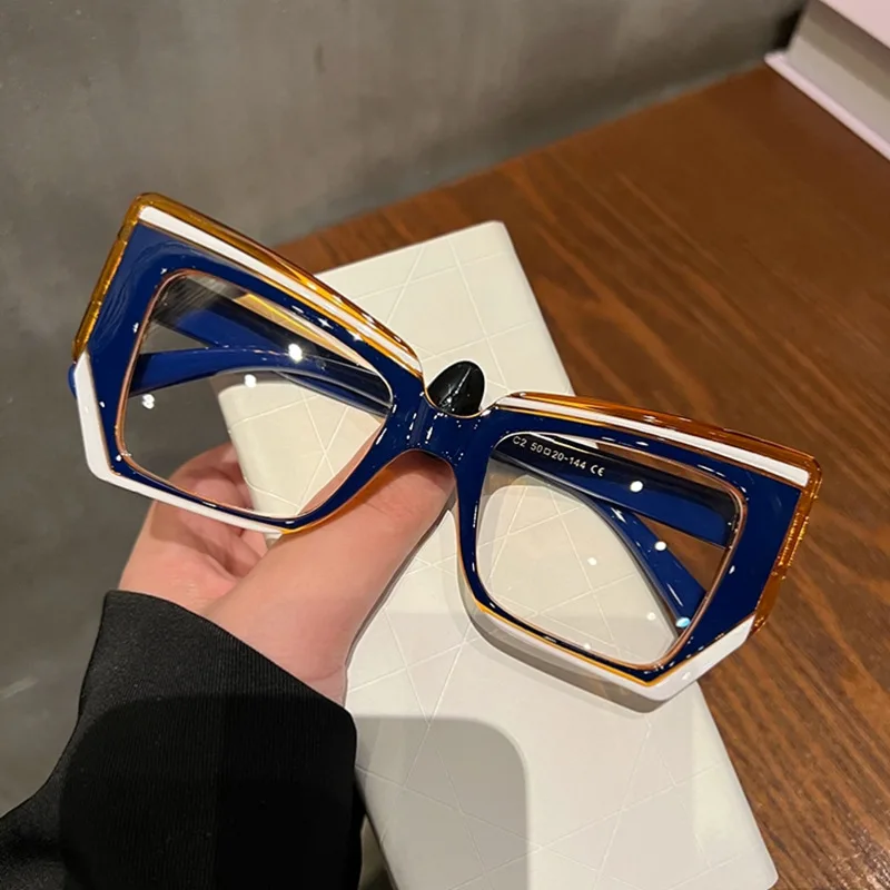 

Fashion Cat Eye Anti Blue Light Glasses Women Optics Eyewear Frames Irregular Patchwork Ladies Computer Gaming Glass 2024 New