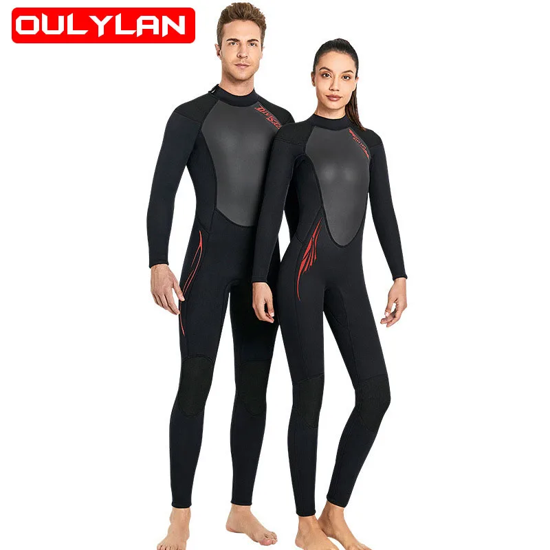 

Oulylan 3MM Neoprene Wetsuit Men Woman's Warm Super Elastic Long sleeved Wetsuit Swimming Snorkeling Diving Suit Surfing Suit