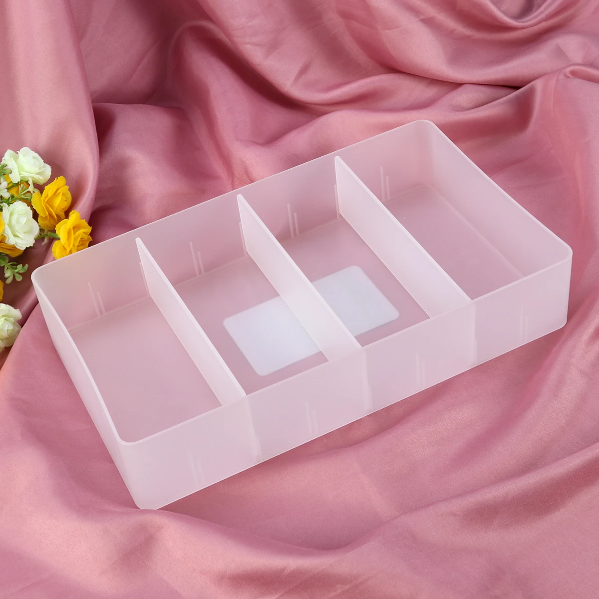 

Free Standing Makeup Storage Box Plastic Organizer With Removable Partitions Frosted Transparent Dressing Table Bedroom