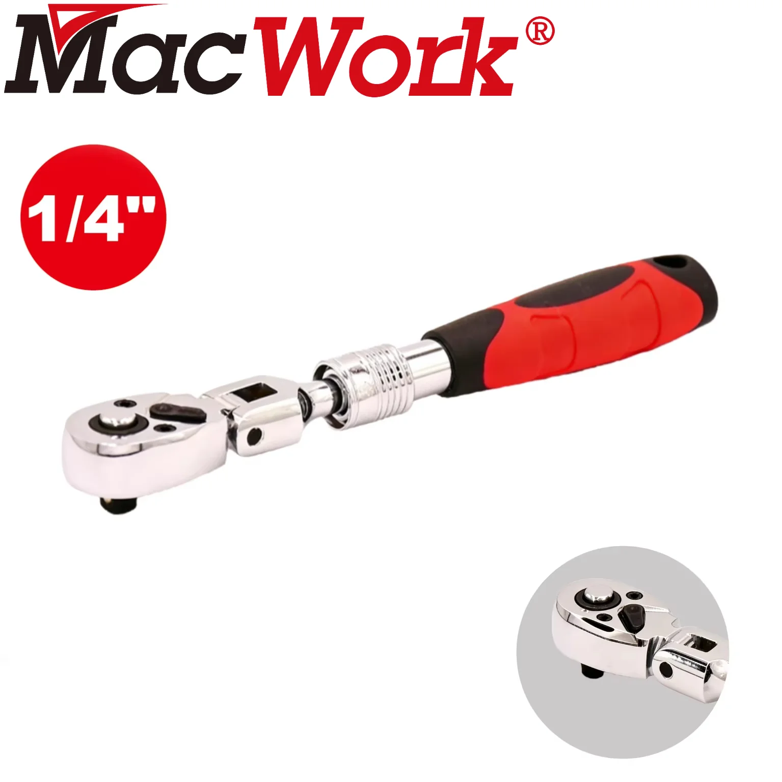 1/4-inch Drive Locking & Flexible Extendable Ratchet Wrench with 72-Tooth Geared Action Heavy Duty High Torque