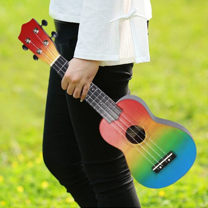 21 Inches Ukulele Mini Hand Painted Ukuleles Beginners Basswood Panel Ukulele Entry Level ABS Backboard Ukuleles for Children