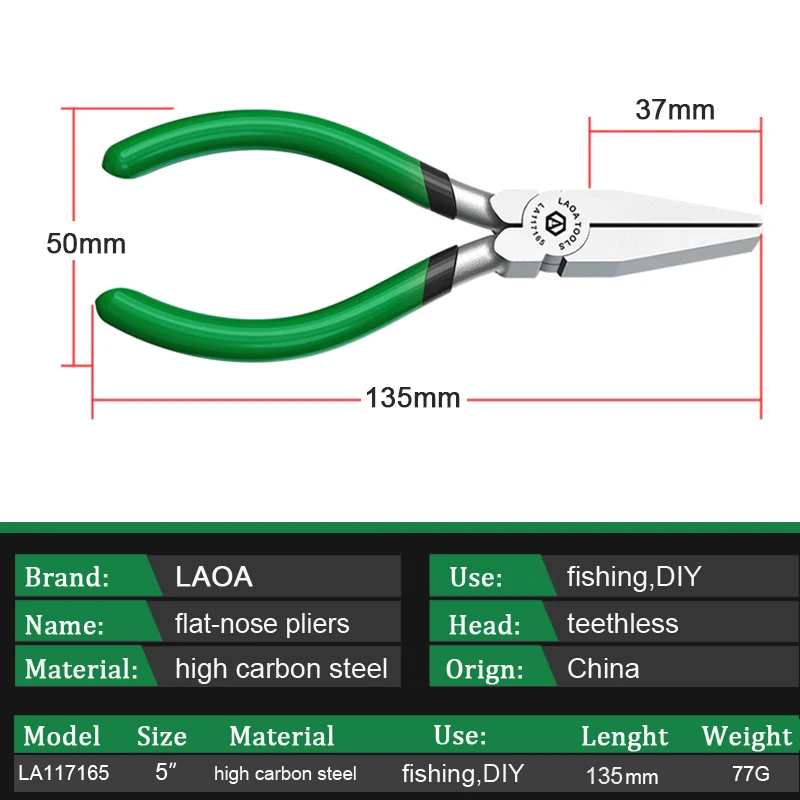 LAOA 플랫 노즈 펜치, 미니 낚시 클램프, DIY 수제 펜치 도구, 5 인치