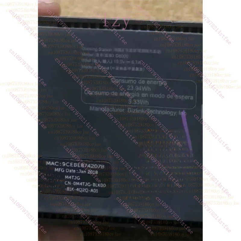 USED Original For Dell D6000 4K Docking Station M4TJG W/ 130W Power Supply Adapter 100% Test OK