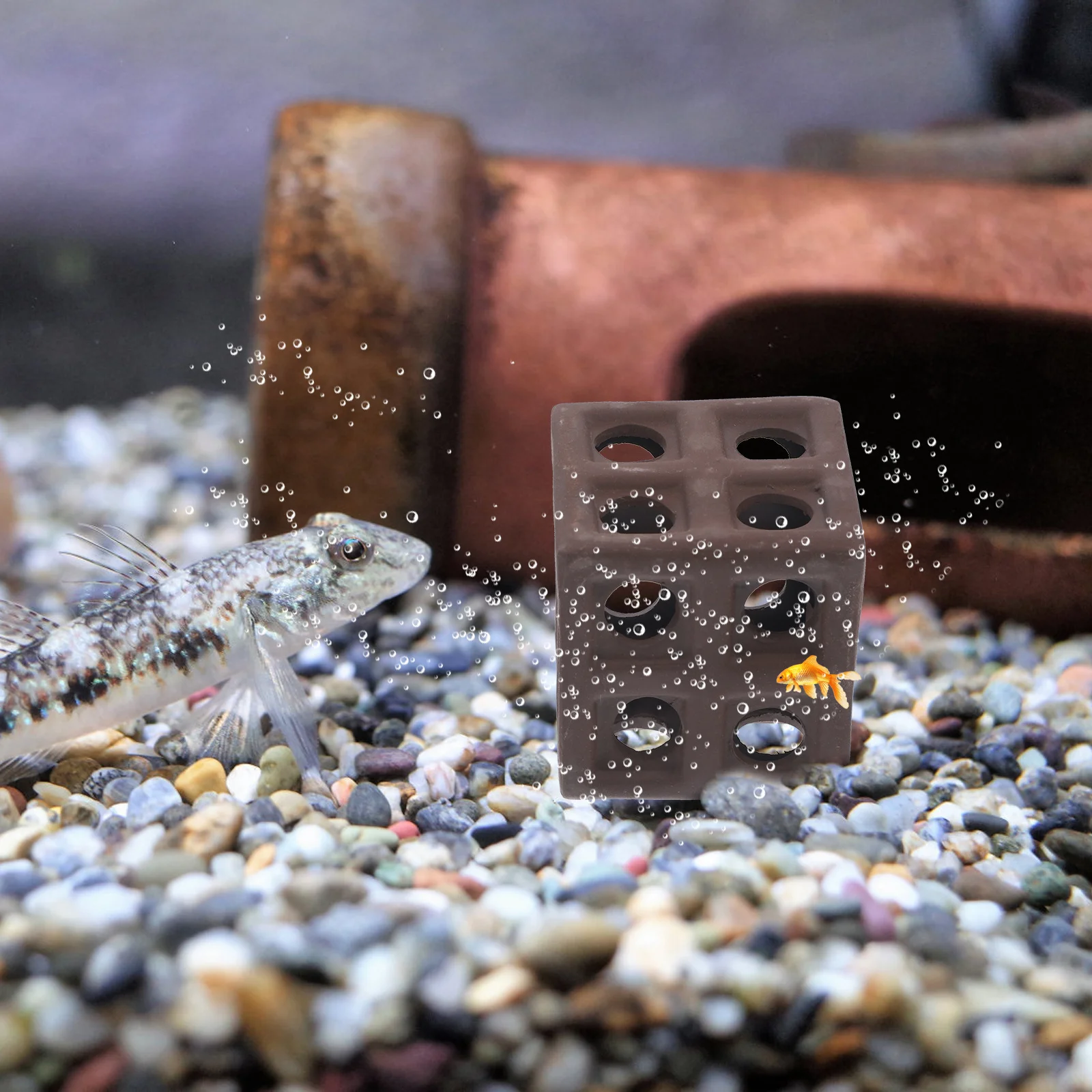 

2Pcs Aquarium Fish Shelter Cave Lifelike Ceramic Breeding Underwater Fish Tank Decor Hideout Shrimp Hatchery Ornament