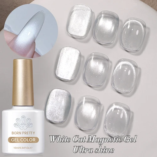 Imagen 2 del producto BORN PRETTY 10ml Gel magnético de gato blanco Ultra brillo súper blanco Color de gelatina semipermanente remojo UV LED Gel barniz para decoración de uñas