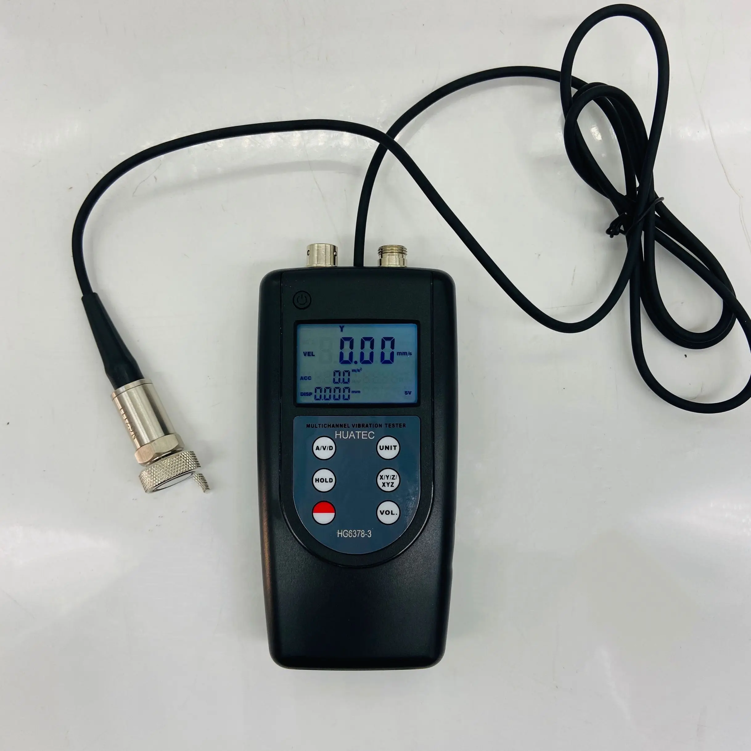 HG6378 3-Axis Piezoelectric Accelerometer Sensor Displacement Velocity Acceleration Digital Vibration Meter