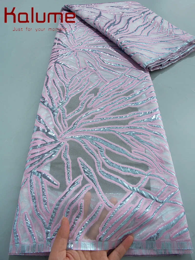 

African Gilding Jacquard Brocade Lace Fabric 2025 High Quality Nigerian Tulle Lace Material for Brides Wedding Dresses F4023