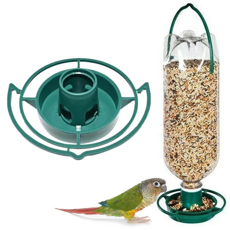 1Pcs Outdoor Bird Feeder Automatic Hanging Plastic Feed Bowl For Parrot Pigeon Pet Indoor Bottle Mouth Docking Feeding Supplies