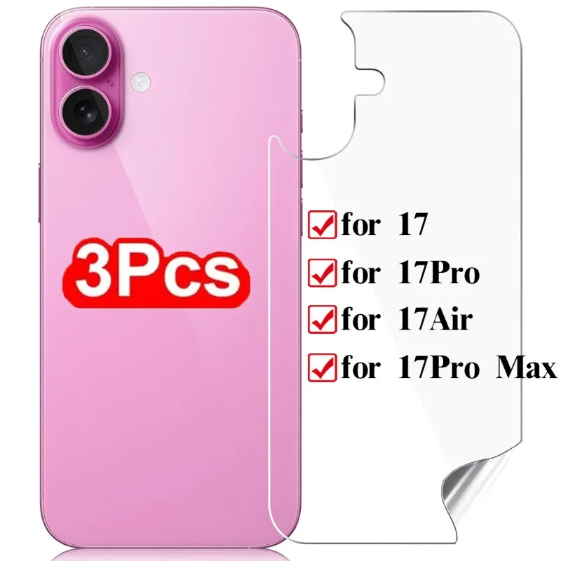 

1-3PCS Back Hydrogel Film for iPhone 17/17 Air/17 Pro/17 ProMax Flexible TPU Anti-scratch Back Screen Protectors for iPhone 17