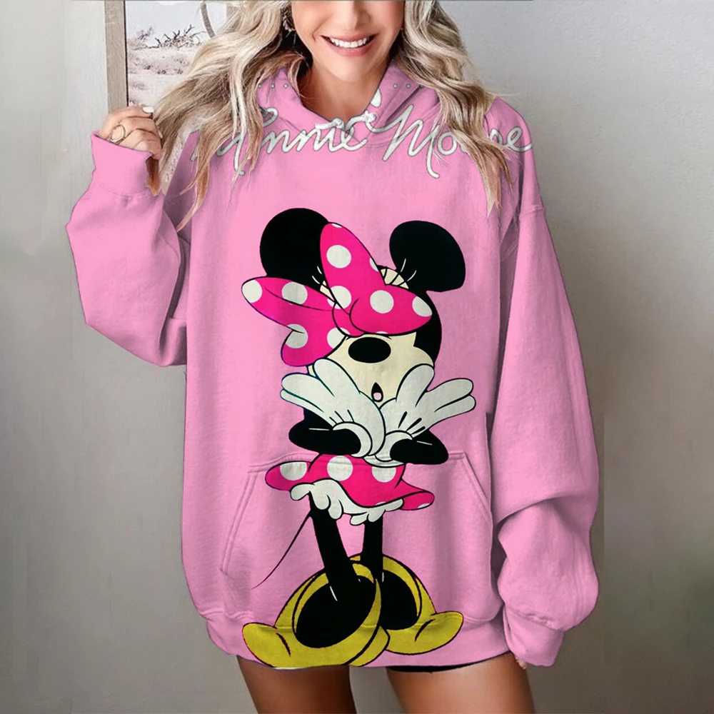 Disney Mickey Mouse Graphic Printing Hoody Woman Fashion Sweatshirt Casual S-3XL Hooded Autumn Oversized Clothing