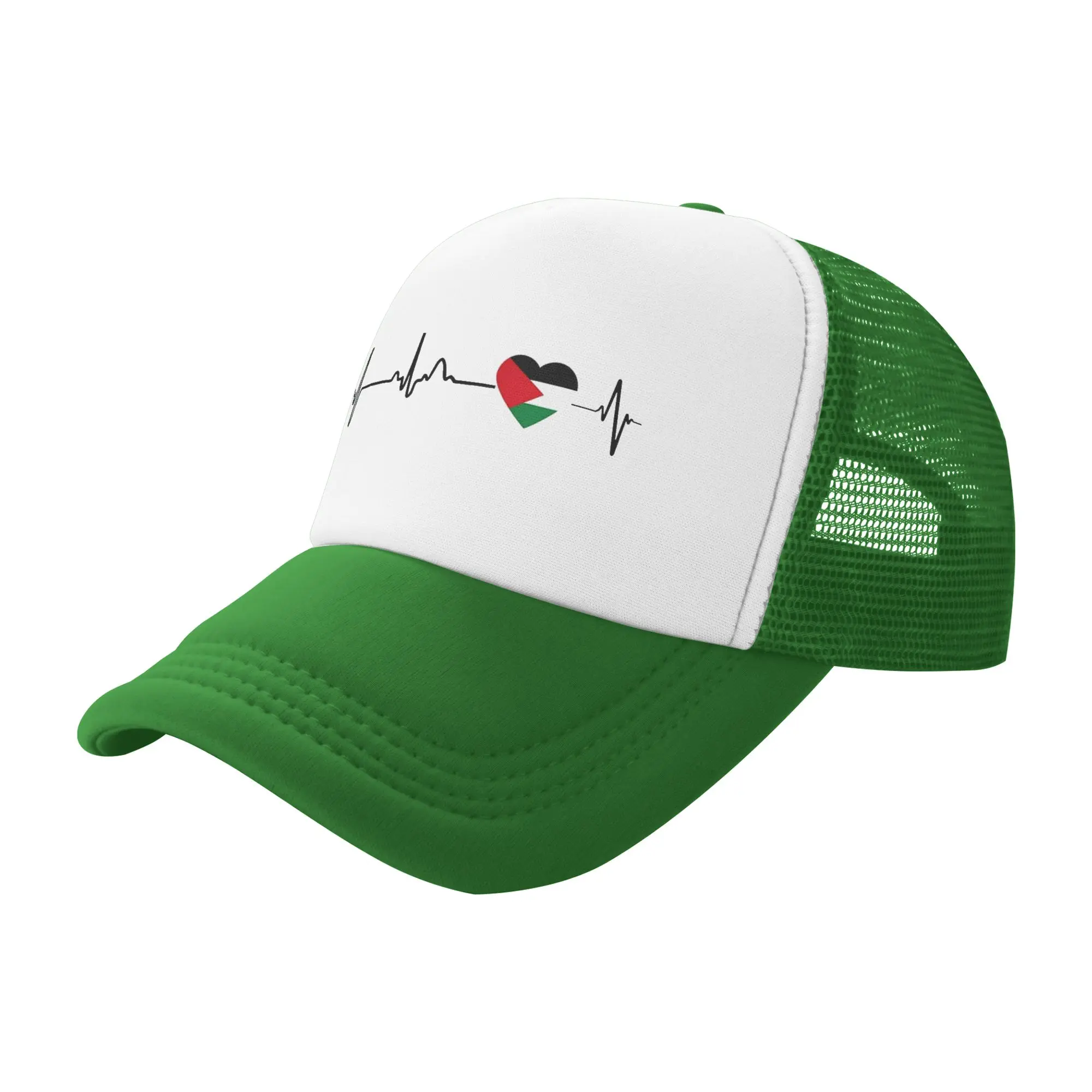 Heart Beat Palestine Mesh Baseball Caps Unisex Sport Trucker Worker Cap  Hat Adjustable Summer Trucker Cap