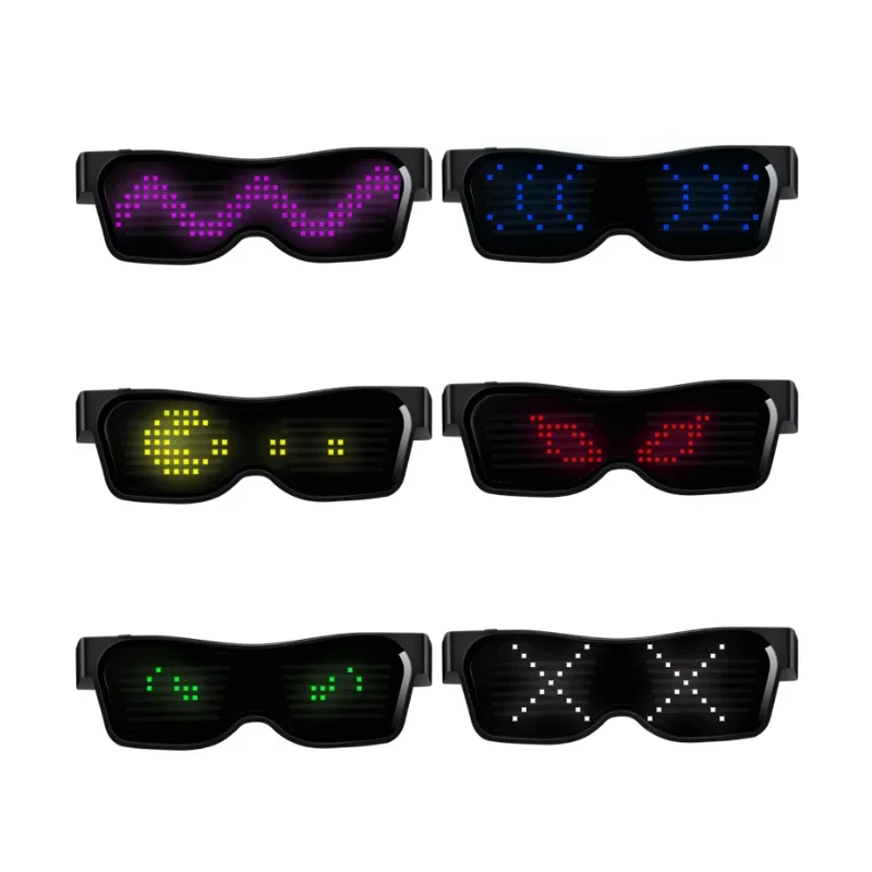 New Party LED Glasses Disco Bar Wine Bar Dynamic Flashing LED Glasses, Raves Bluetooth APP Customizable Light Up USB Charging