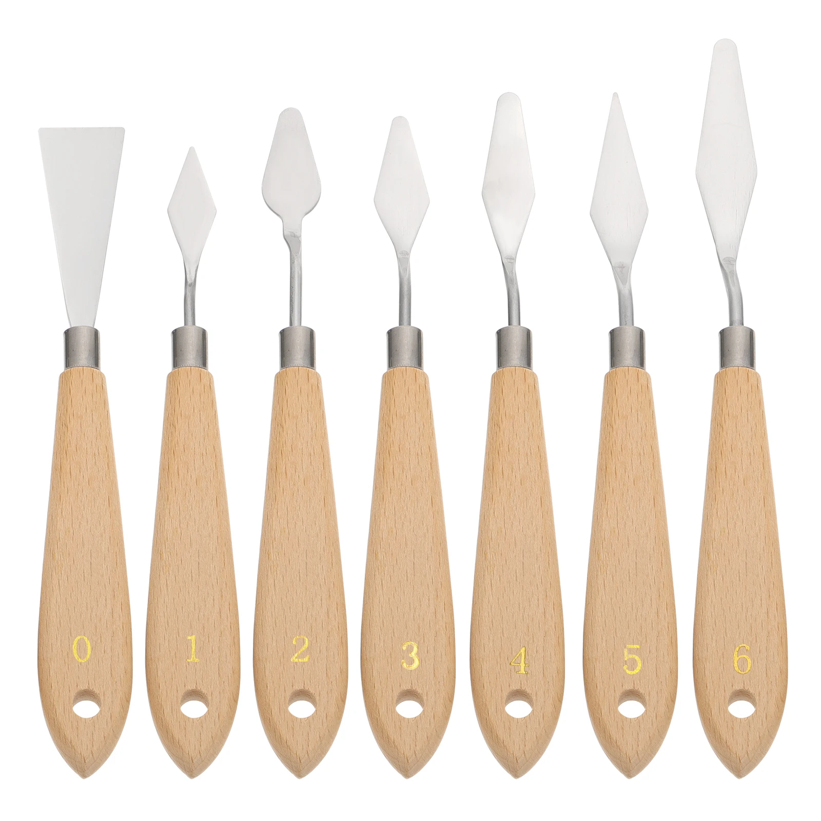 

7Pcs OilPainting Spatulas BeechWood StainlessSteel Scrapers Tools For WallDecoration Modeling Pottery Gifts