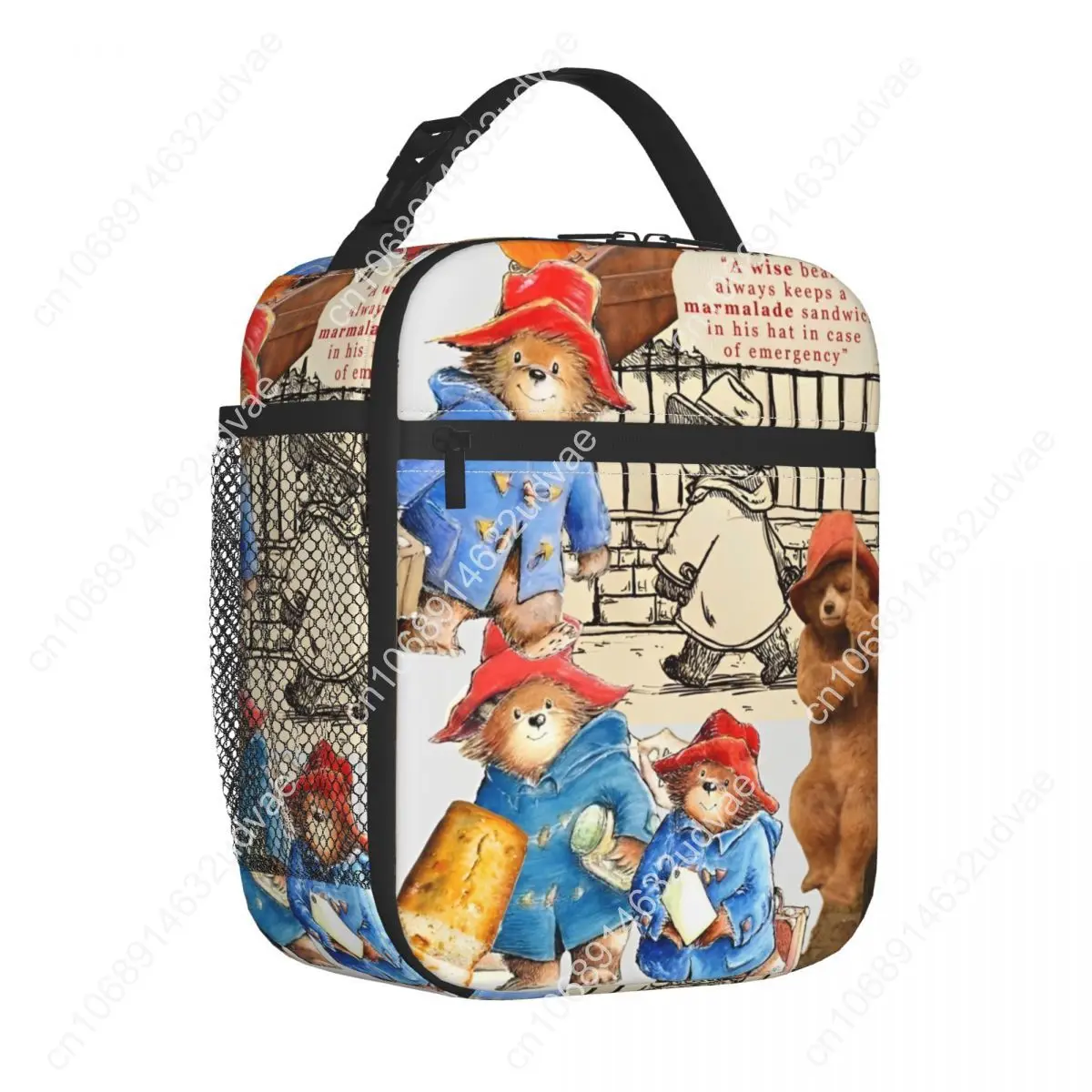 Britain Paddington Brown Bear Insulated Lunch Bag Outdoor Cute Movie Cartoon Food Storage Bag Portable Cooler Thermal Lunch Box