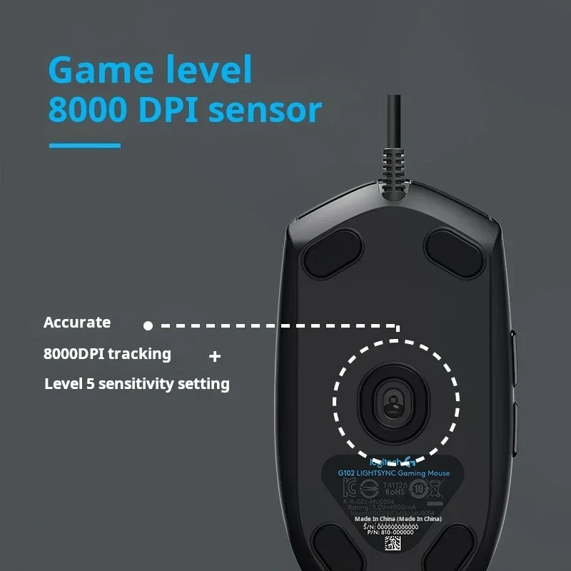 لوجيتك G102 ماوس سلكي زر ميكانيكي ألعاب الفئران 200-8000 ديسيبل متوحد الخواص ماوس كمبيوتر RGB ماوس قابل لإعادة الشحن لأجهزة الكمبيوتر المحمول PUBG #5