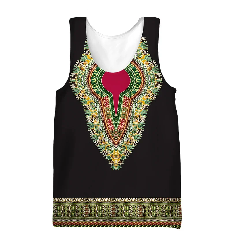 Summer African Ethnic Style Tank Tops Dashiki 3D Print Vest Men's Fashion Vintage Oversized Sleeveless Tank Top Gym Man Clothing