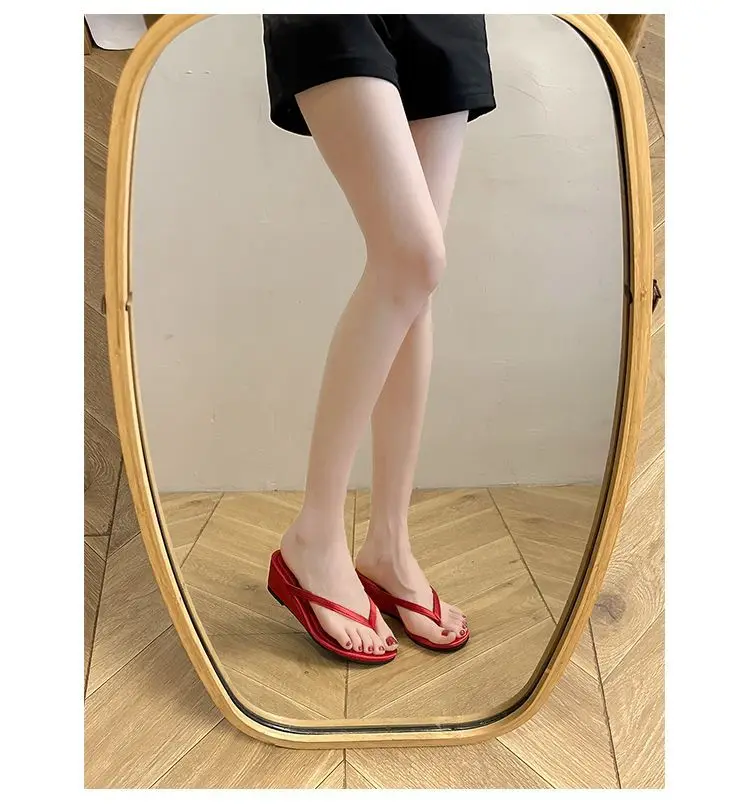 Damen Keilsandaletten aus Satin Elegante Plateau Keilpantoletten High Heel Zehentrenner Sandalen Sommer Strandschuhe Komfortable Outdoor Pantoletten Slides – Detail 5