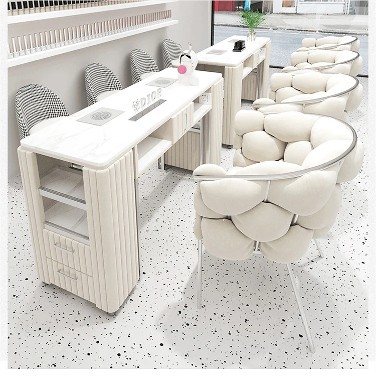 Interior Design Manicure Table and Chair Set With Nail Salon Nail Table With Fan for Professional Nail Beauty