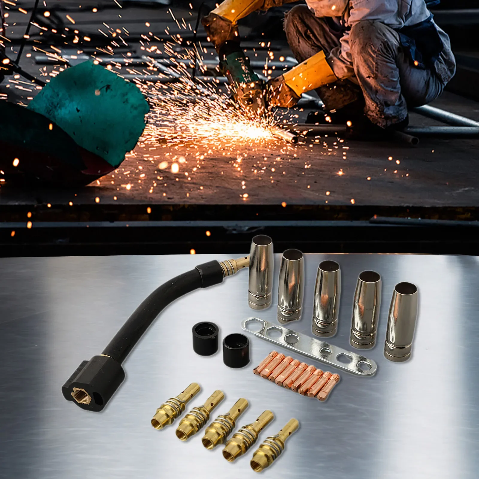 Kit de soplete de soldadura para el hogar, soporte de piezas M6 MIG/MAG, piezas de desgaste de punta suave, 0,8mm, 24 unids/set, cilindro de contacto nuevo