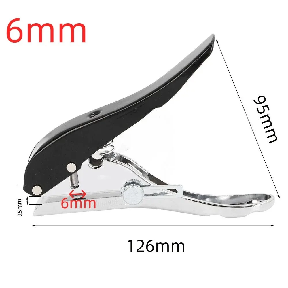 Zinklegering Enkele Perforator 6mm, 8mm, 10mm Diameter Zwart Handheld Papier Punch Draagbaar Ontwerp Handheld Gebruik