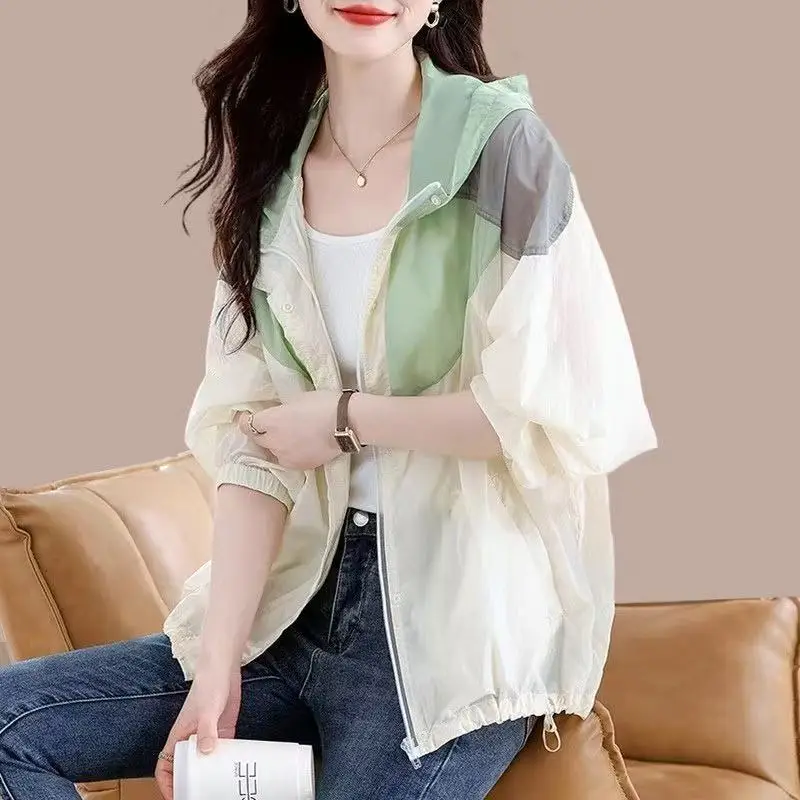 Spring Summer Sun Protection Clothing Coat 2025New Ladies Quick-Drying Sunscreen Jacket Women's Outwear Hooded Overcoat Tide Top