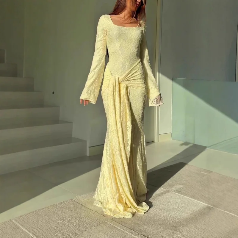 

2025New autumn elegant temperament soft long-sleeve long dress luxurious dress