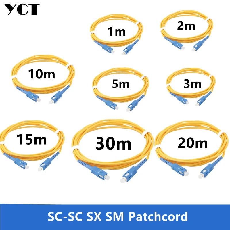 SC upc  fiber jumper SC-SC SM SX 1m 2m 3m 4m 5m 6m 7m 8m 10m 15M 20M 30M simplex optical fiber patchcord  YCT
