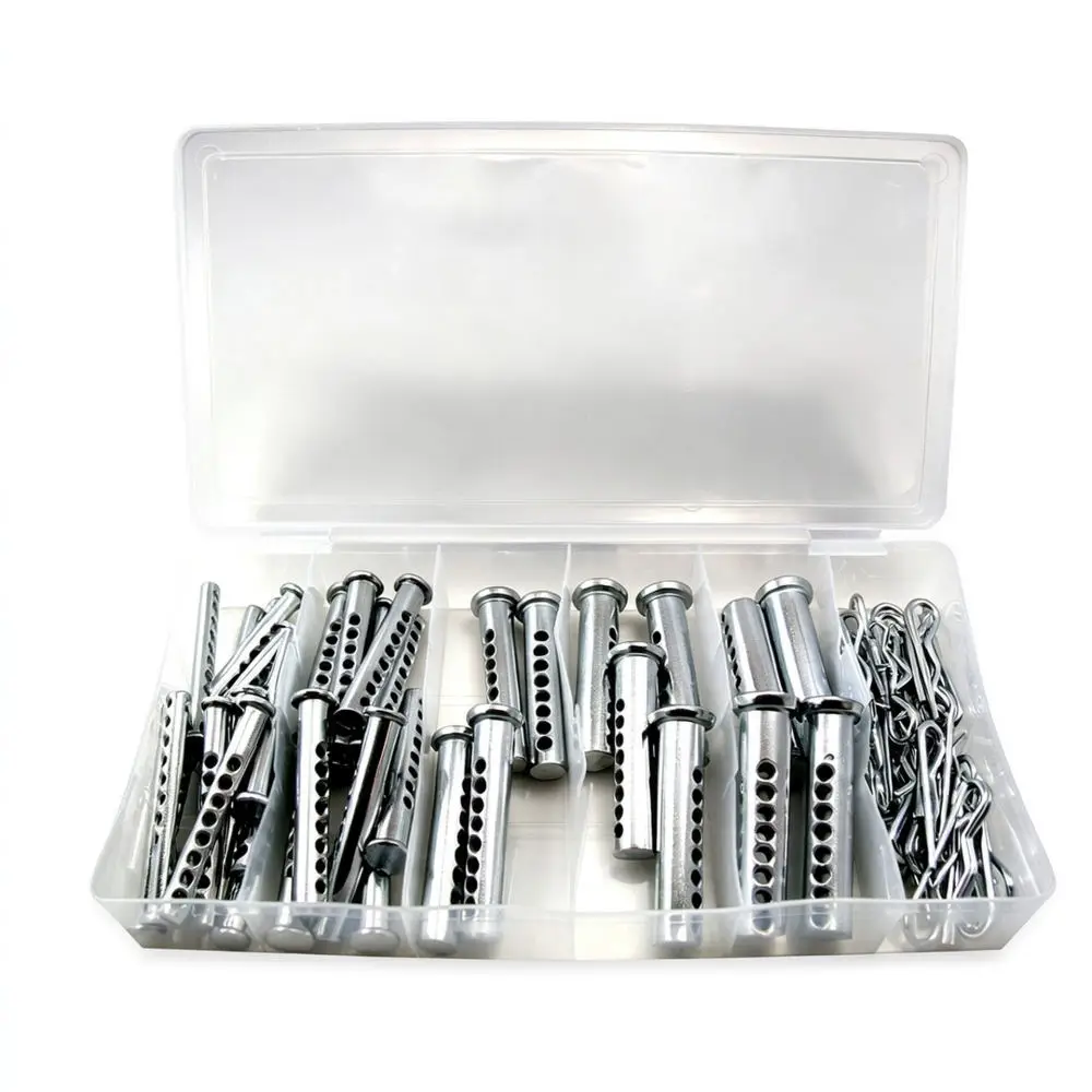 Zinc Plated Steel Clevis Pin Set With R Clips Mechanical Fasteners For Garden Lawn Machinery Trailer Hitch Repair Components