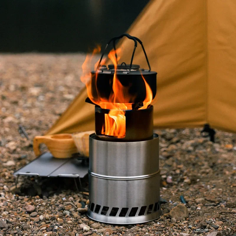 

Outdoor Portable Round Wood Stove Charcoal Stove Solid Alcohol Stove Thickened Stainless Steel Cookware Size Optional 31x20cm