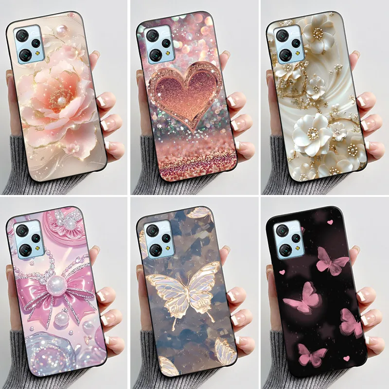 Printed Phone Case For Blackview A53/A53 Pro/A52/A52 PRO Soft Silicone Black Shell Cover Cute Flower Cartoon Casing