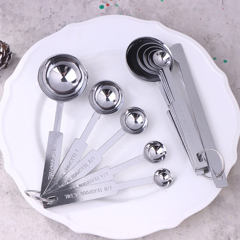 

5/6Pcs Measuring Spoons Stackable Kitchen Measuring Spoon Set Stainless Steel Measuring Scoops Set Kitchen Baking Tool