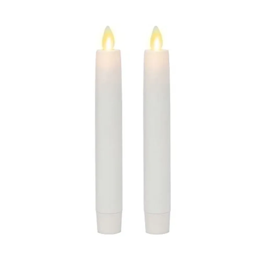 

Flameless Battery Operated Tapers, Pack of 2 0.87" x 6.75" Candles, Realistic LED Flickering Flame Safe for Home and Pets