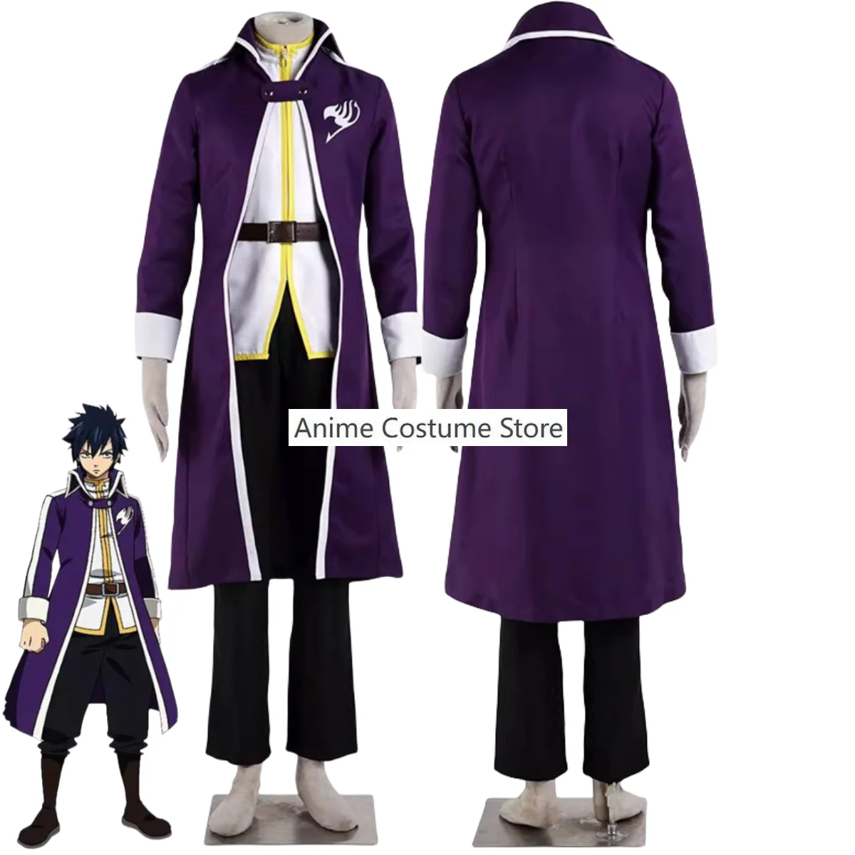 

Anime Fairy Tail Gray Fullbuster Cosplay Costume Slayers Long Sleeved Trench Coat Uniform Adult Man Halloween Carnival Suit