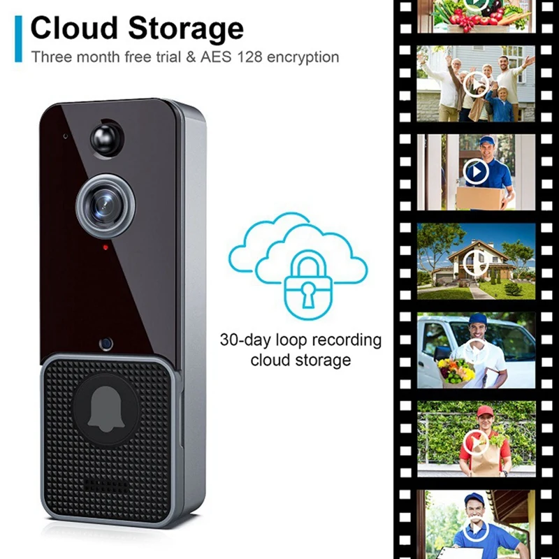 Wireless Wifi Video Doorbell Camera PIR Human Detection Cloud Storage Outdoor Door Bell Intercom Smart Home(Without) Easy To Use