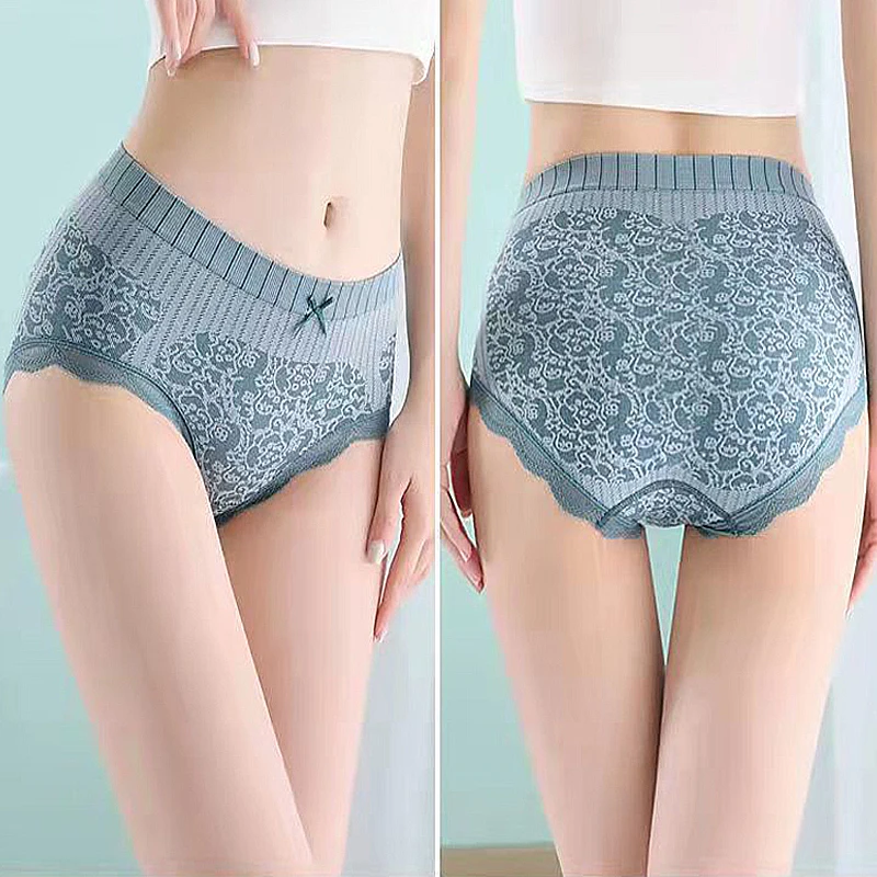 High Waist Hip Lifting Traceless Lace Panties Women One Size Underwear Nylon Graphene Breathable Comfortable Women's Intimates