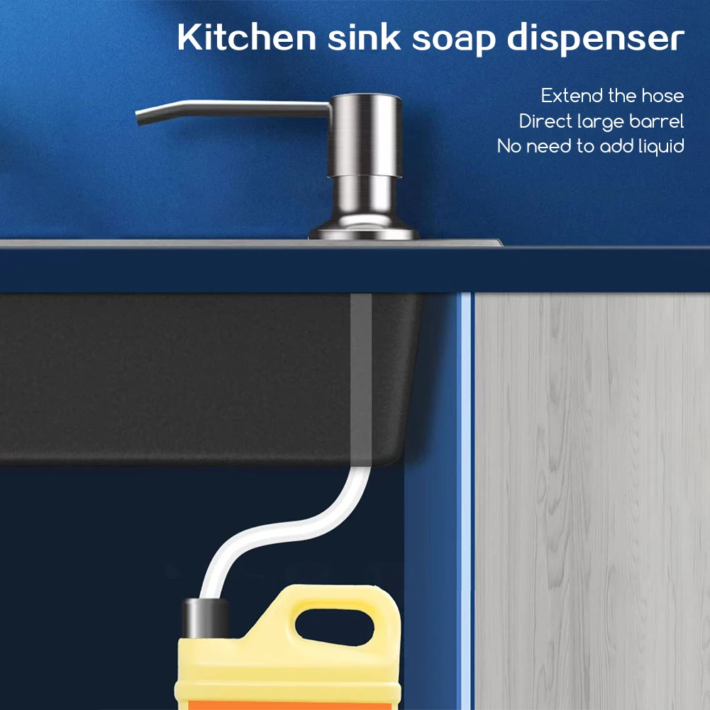 موزع صابون حوض المطبخ من الفولاذ المقاوم للصدأ مع أنبوب تمديد مدمج في موزع الصابون لترقية المطبخ المنزلي