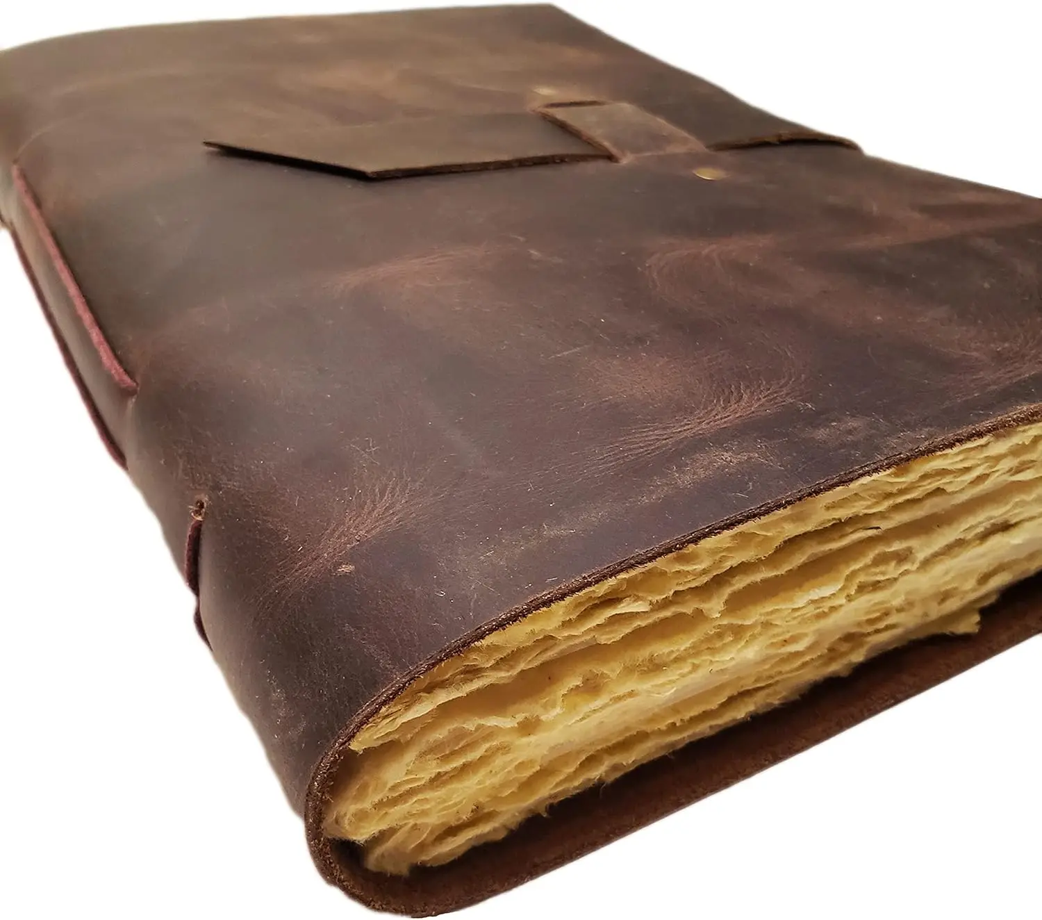 

Large Vintage Leather Photo Album with Buckle Closure - Scrapbook Style Pages, Gift Box Included - Holds 200 4x6 or 5x7