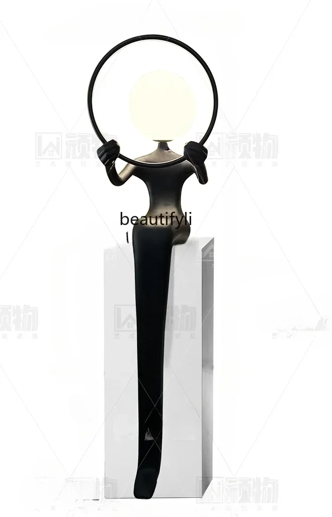 

Welcome Figure Sculpture Floor Lamp Abstract Humanoid Exhibition Hall Sales Department Soft Decoration
