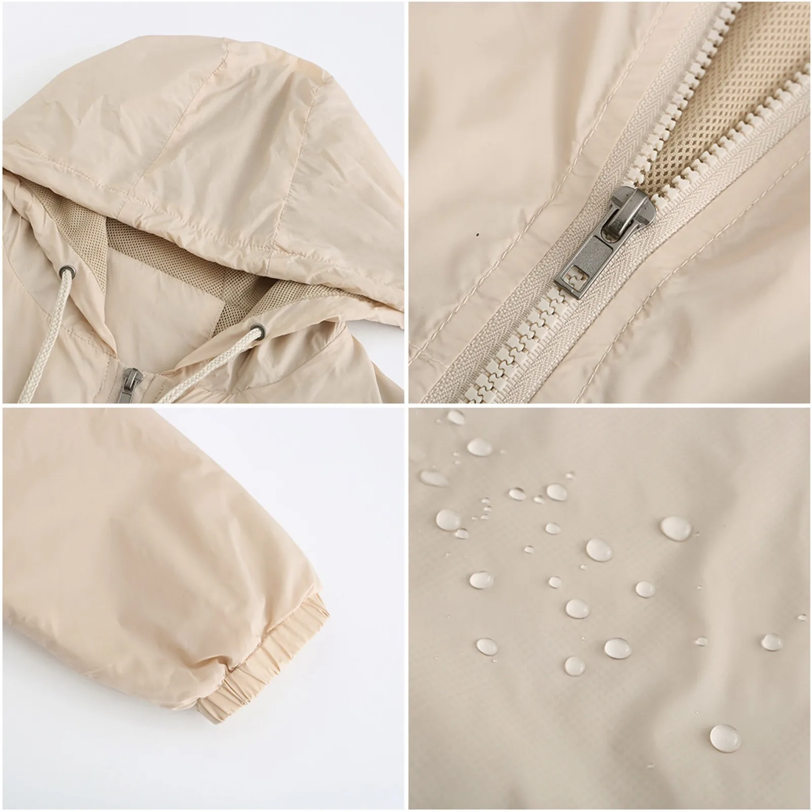 Rompevientos impermeable para mujer, abrigos transpirables con capucha a prueba de viento, chubasquero sólido informal, chaquetas de lluvia para correr al aire libre, Otoño e Invierno