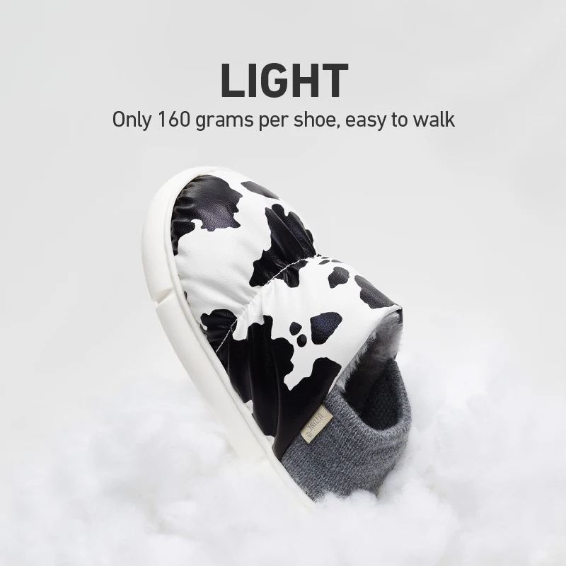 UTUNE Leopard Print Toast Winter Women Slippers Warm Soft Waterproof Non-slip Outside Shoes Men Plush Flats Couple Home Slides