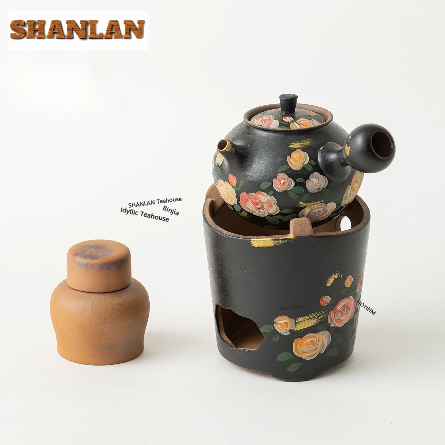 

Черная керамическая подставка для чайника с розовым золотом, подогреватель для чая, спиртовая горелка, печь для кипячения воды, угольная печь, чайные принадлежности, изделия ручной работы