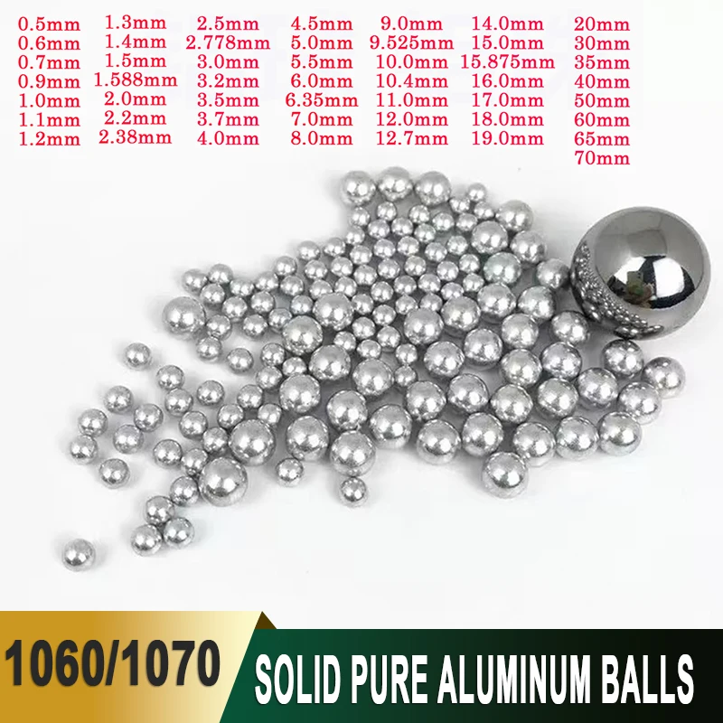 1-10000Pcs Solid 1060/1070 Aluminum Ball 0.5/0.6/0.7/0.8/0.9/1.0/1.1/1.2‑70mm Pure Aluminum Sphere Beads for Industrial DIY Part