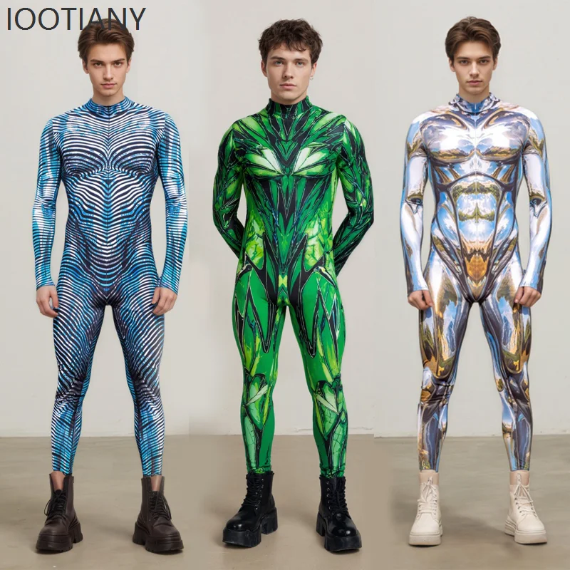 

IOOTIANY Cool Armour Jumpsuit Holiday Halloween Shows Perfermence Cosplay Costume Bodysuit Steampunk Muscle Aerial Yoga Suit