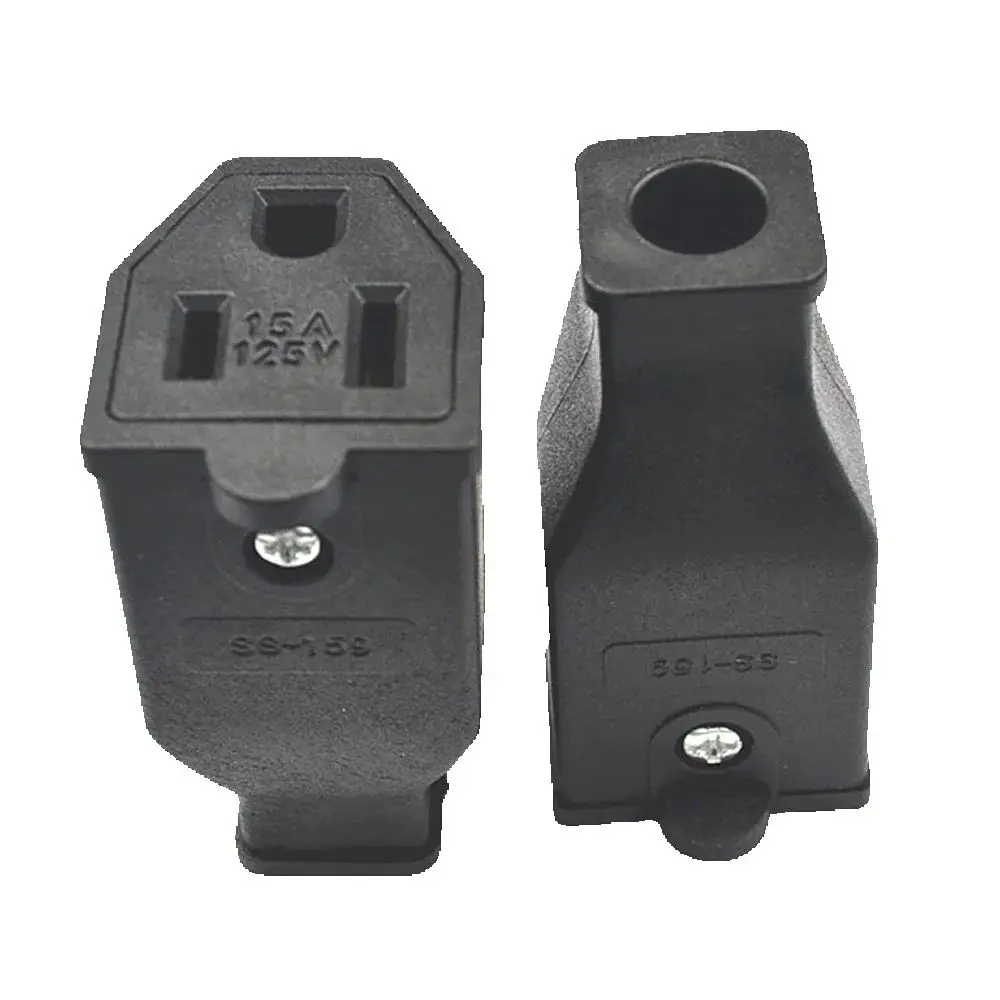 1pcs Black 125V 15A L5-15P L5-15R US Female Male Wiring Connector Triprong Power Outlet Electrical Receptacle AC Socket Plug