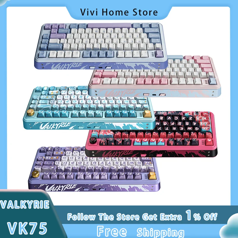 

VALKYRIE VK75 Customized Mechanical Keyboard 3-Mode Wireless Bluetooth Hot Plug RGB Laptop Gaming Keyboard Fearless Contract