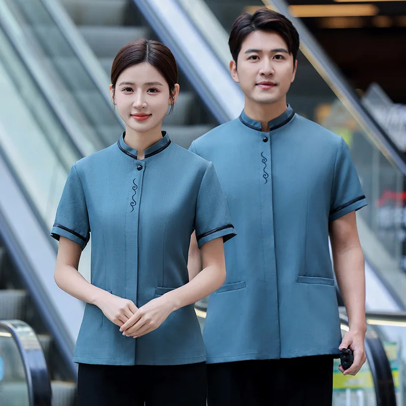 Hotel Room Cleaning Staff Uniform Short Sleeve Mall Sales Office Property Cleaning Auntie Workwear Set Unisex