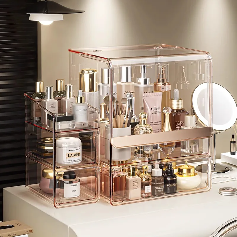 

Luxury Cosmetic Organizer Acrylic Skincare Vanity Tower with Dust-Proof Modular Makeup Storage for Lipstick/Perfume Collection