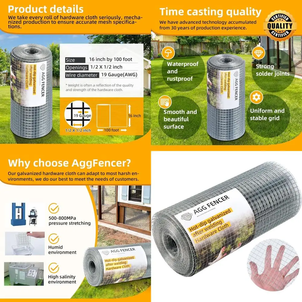 

Сетка из оцинкованной проволоки 16 дюймов x 100 футов для поддержки растений в саду и ограждения для домашней птицы и животных