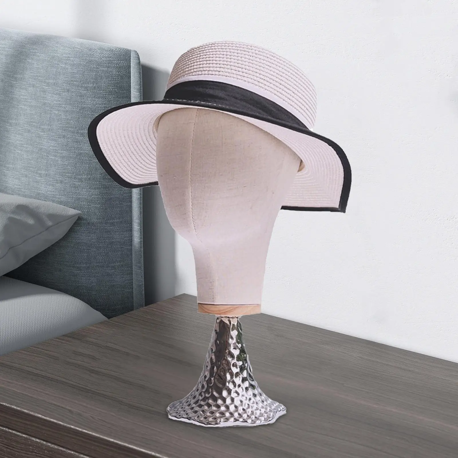 

21inch Mannequin Head Model Cap Stand Hat Rack Multifunctional 39cm Tall Stable Base for Glasses, Earphones Accessory